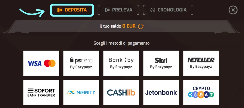 Effettuare un deposito